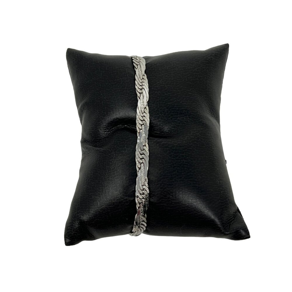 Braided Chain‎ Bracelet Silver Tone Shiny Brushed Finish